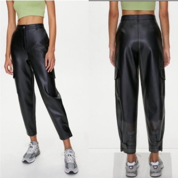 Aritzia Pants - Wilfred Free Aritzia The Modern Vegan Leather High Rise Cargo Pants Size 12